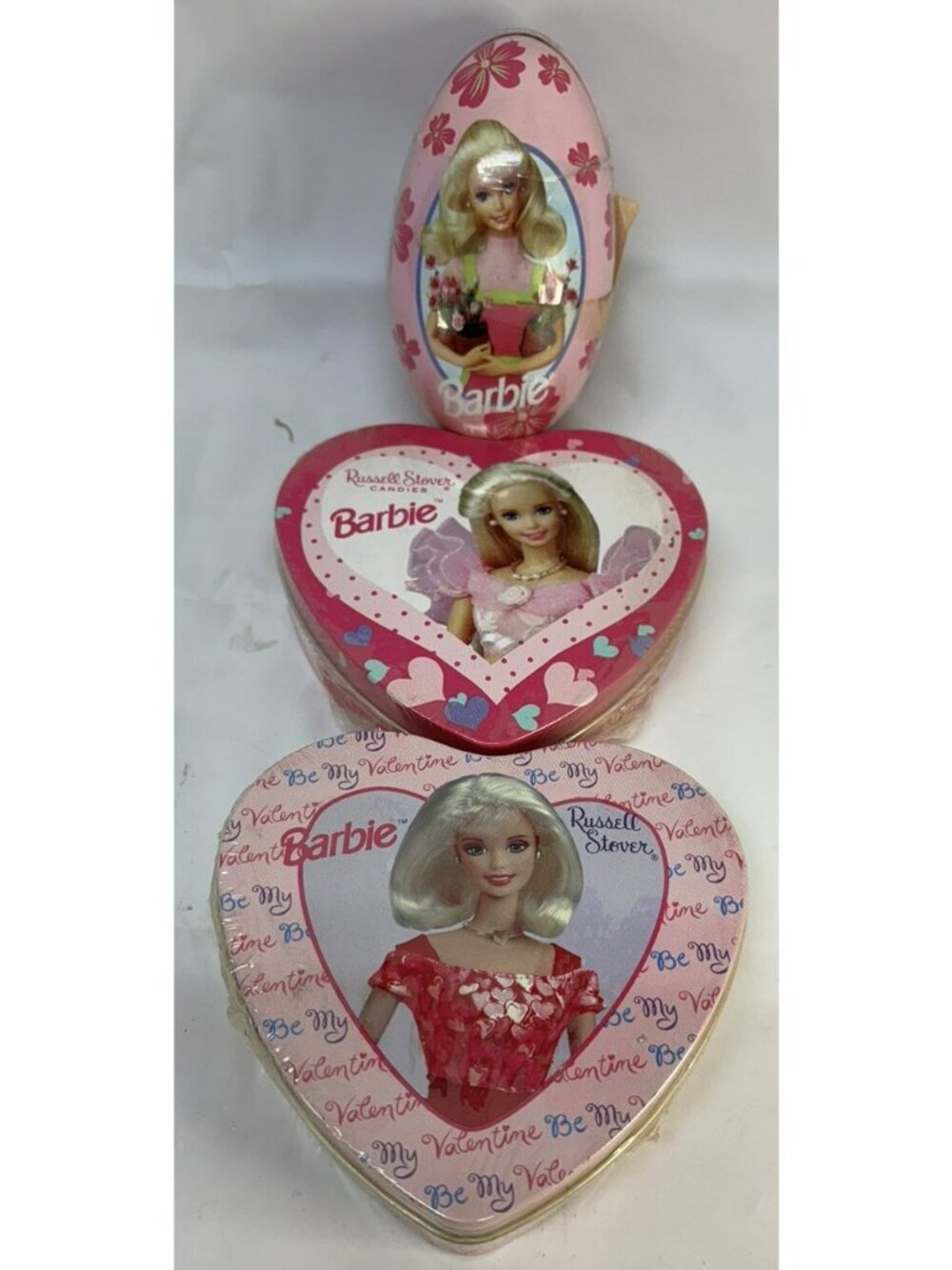 *SEALED* (3) Vintage 1998/99 Barbie Russell Stover's Chocolate Tins Valentines E